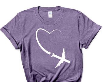 Airplane Heart Trail Shirt: Travel Vacay Mode Tee