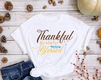 Dankbar dankbar gesegnet Shirt: SoftStyle Thanksgiving Tee