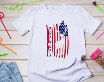 Grandpa Hunting Shirt, Cute Buck Hunter Gift, American Flag Shirt, Christmas Shirt