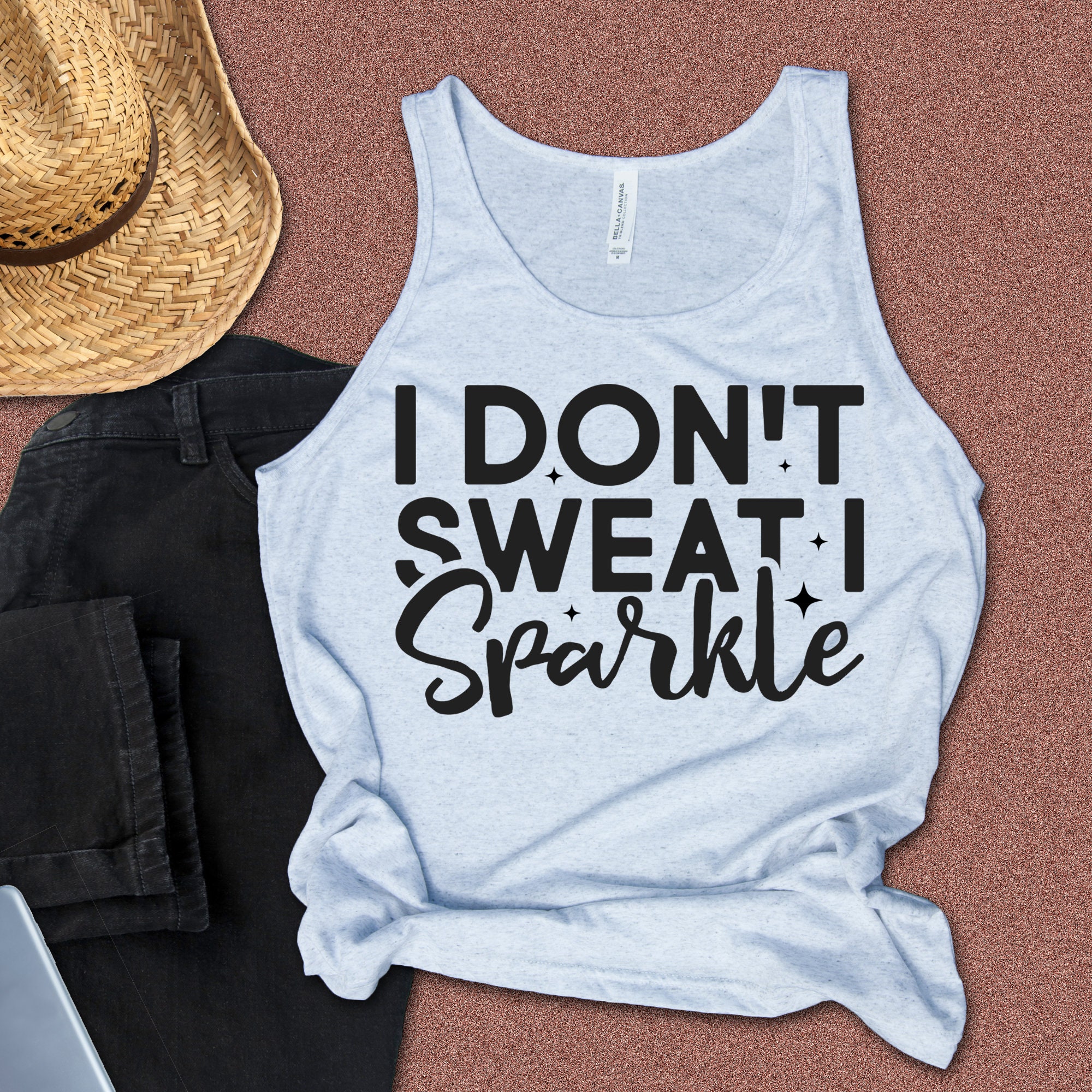 I don't sweat I sparkle Women's Workout Tank Top, workout shirt