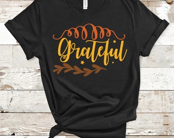 Camiseta SoftStyle de Acción de Gracias Agradecida: Camiseta Familiar de Otoño