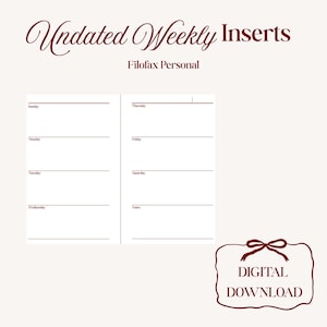 Personal Filofax | Niedatowane wkładki tygodniowe | Pobieranie cyfrowe