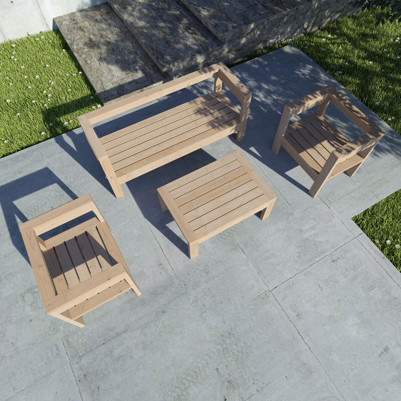 Patio Sofa Furniture Set Build Plans - DIY Outdoor Furniture Sofa Set ...