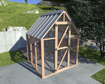 6x6 Walk-in Huhn Hühnerlauf-Plänen - DIY-Hühnerstall-Plänen mit Auslauf -DIY Hühnerlauf-Plänen