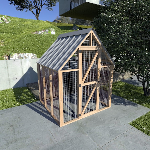 6x6 Walk-in kyckling Hönsgårdsplaner - DIY Hönshusplaner med gård -DIY Hönsgårdsplaner - Hönshus & Gårdsplaner