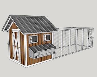 6 x 24 plannen kippenhok - plannen kippenhok met ren DIY - plannen kippenren - plannen kippenhok en ren - plannen kippenhok 20 kippen