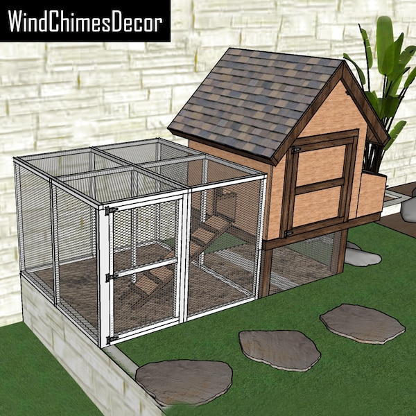 Chicken coop plan - 4x4 Chicken coop with run plans - Small chicken coop plans - Diy chicken house plans - Garden coop outdoor plans