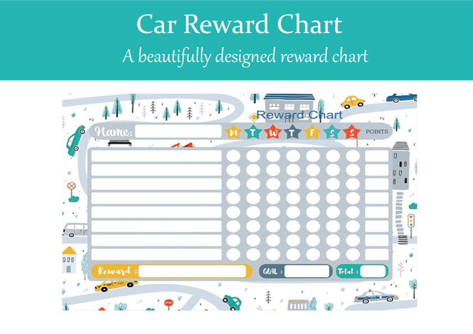 Car Reward Chart Printable PDF file-Teaching aid Educational | Etsy México