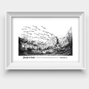 Impresión de L&P Escudo de la fe, arte mural cristiano, arte mural espiritual, póster de guerra espiritual