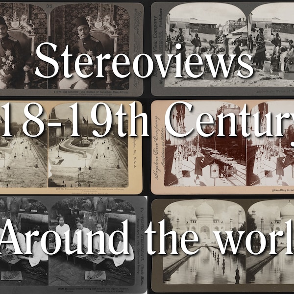 18th & 19th century digital Stereoviews of scenes around the world. Africa, Australia, Canada, Italy. 100 side by side digital photos.