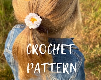 Flower hair tie crochet pattern, scrunchy pattern English PDF Download