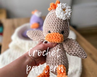Patrón pato crochet lovey cuddler Patrón Amigurumi lindo patrón pato, tutocial PDF