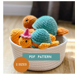 2 in 1 turtle crochet pattern PDF download, no-sew amigurumi Turtle Pattern Crochet Stuffed Animal