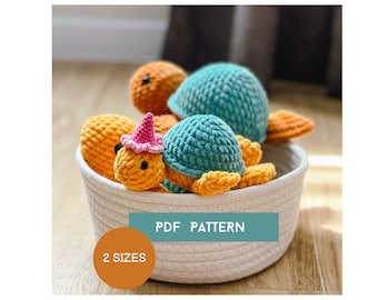 2 in 1 turtle crochet pattern PDF download, no-sew amigurumi Turtle Pattern Crochet Stuffed Animal