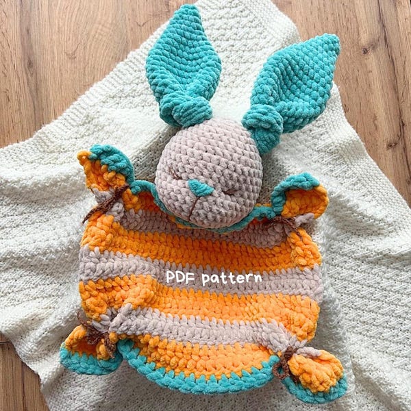 cobertor de segurança snuggler padrão de coelho de crochê lovey padrão escrito em INGLÊS, padrão para download em PDF, padrão de coelho amigurumi, coelho de crochê