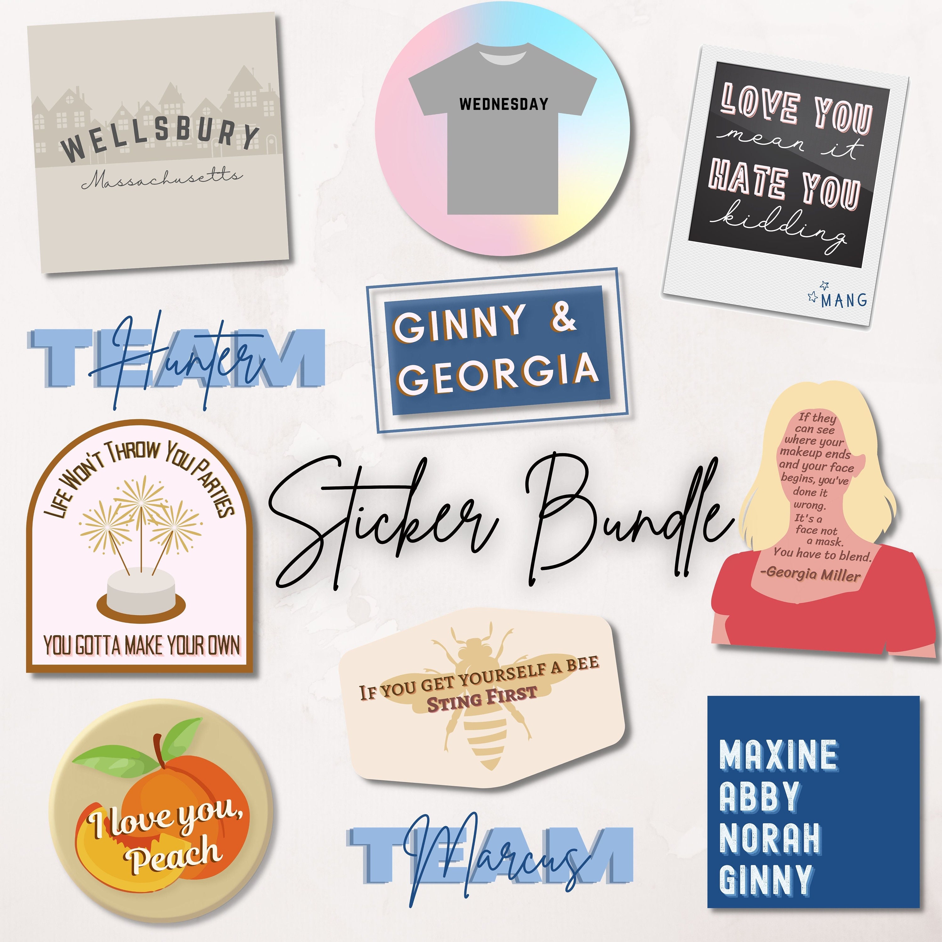 Ginny and Printable Sticker Bundle 11 Stickers MANG, Team