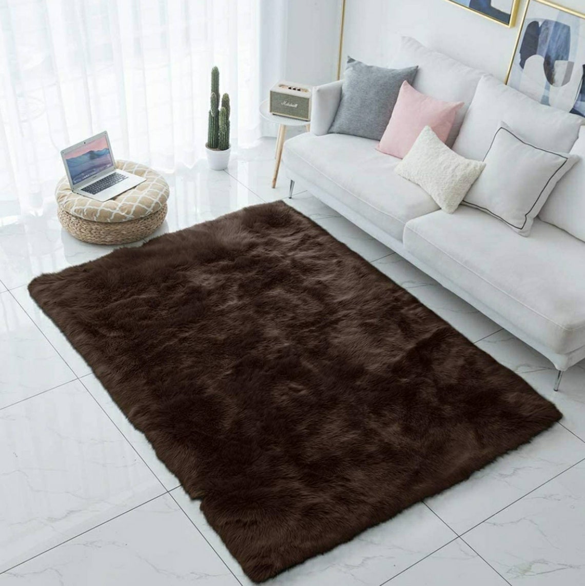 Brown Faux Fur Rug Etsy