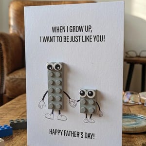 Tarjeta de felicitación artesanal con diseño de ladrillos - Personalizada para el Día del Padre, el Día de la Madre, Pascua y Año Nuevo - Regalo 3D único para los amantes de Lego
