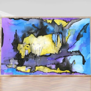 Ungewöhnliches abstraktes zeitgenössisches Gemälde mit Bewegung - Fine Art Prints und Leinwand Wandkunst - Original Kunstwerk