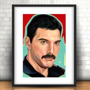 Freddie Mercury Ritratto Opera d'Arte Pittura - Fine Art Print su tela o carta