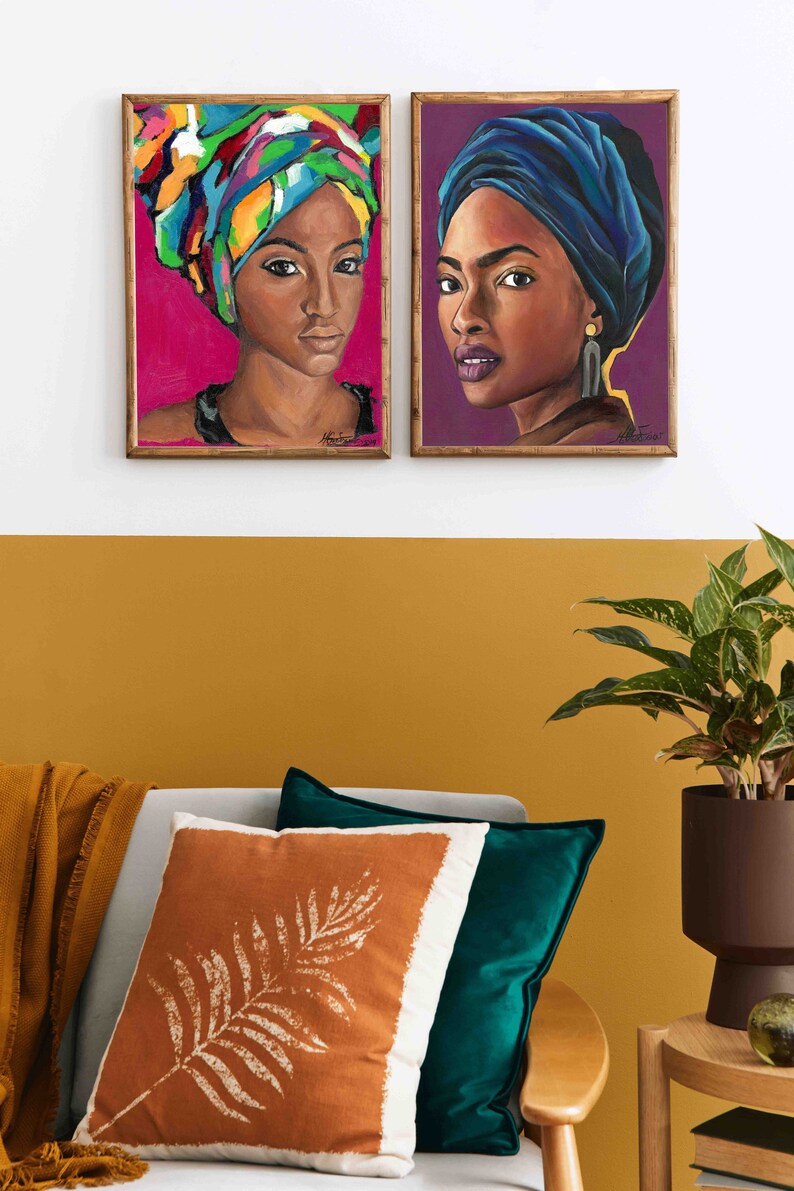 Black African Women Painting Set - Two Piece Intersectional Art ...