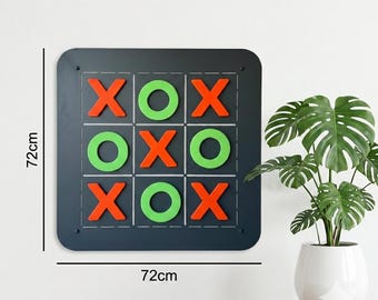 Wall Mounted Magnetic Tic Tac Toe Game | Large Carbon Steel Board, Office Decor