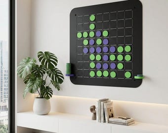 Magnetic Reversi Wall Game | Colorful Othello Board, Purple Green Pieces, Carbon Steel Art
