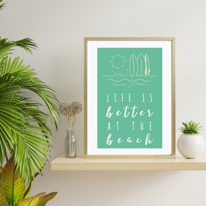 Life Is Better At The Beach Wall Art, Beach Artwork, Wild Swimming, Inspirational Quote, Quotes for Life, Beach Lover, Beach Lifestyle