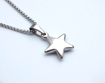 Star Necklace-Star Jewelry-Star Charm Necklace-Celestial Charm Necklace-Celestial Jewelry-Stainless Steel Star Necklace-Men's Jewelry