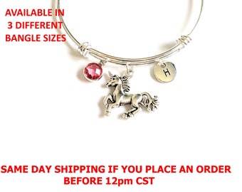 Unicorn Bracelet-Unicorn Initial Bracelet-Unicorn Charm Bangle Bracelet-Unicorn Bracelet Girl, Woman, Sister-Affordable Christmas Gift