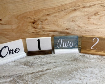 Rustic Wooden Wedding Table Numbers: Pine Wood Signs