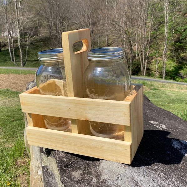 Iced Tea/Lemonade Carrier (Handmade Pine), Half Gallon Milk Jug Carrier