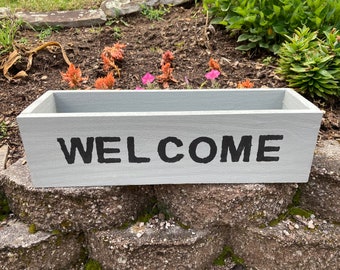 Rustic Wooden Planter Box: Succulent Herb Flower Box, Personalized Text Option