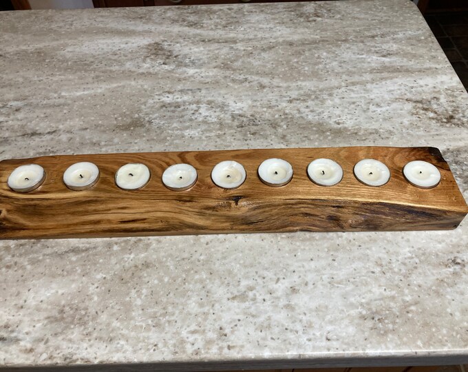 White Oak Tealight Menorah Tealight Display Tealight Etsy