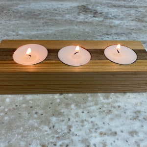 Farmhouse Tea Light Candle Holder, Rustic Tea Light Candle Holder, Cedar and Black Walnut