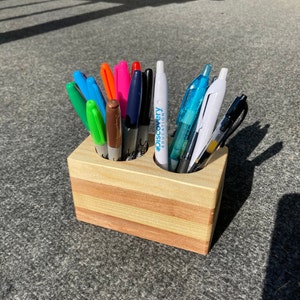 Handmade Reclaimed Wood Pencil Holder: Rustic Desk Organizer