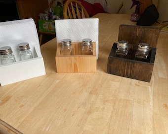 Farmhouse Salt and Pepper Shaker/Napkin Holder- Handcrafted Wood