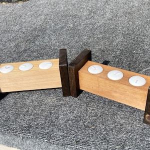 Farmhouse Tea Light Candle Holder, Rustic Tea Light Candle Holder, Tea Light Centerpiece, Bookend Tealight Holder