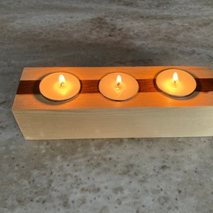 Farmhouse Tea Light Candle Holder, Rustic Tea Light Candle Holder, Hardwood Black Walnut