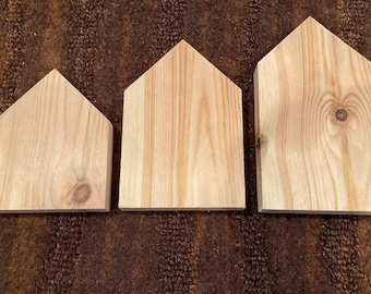 Unfinished Wood House Blanks: DIY Craft Kit (Set of 3)