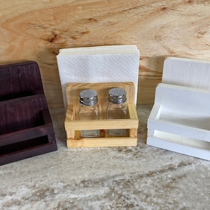 Farmhouse Salt and Pepper Shaker/Napkin Holder- Handcrafted Wood
