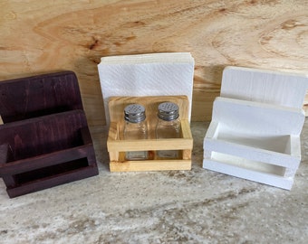 Farmhouse Salt and Pepper Shaker/Napkin Holder- Handcrafted Wood