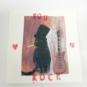 Carte Slash The Cat You Rock Carte de Saint-Valentin Impression de groupe de rock Cat Guns and Roses sur carte