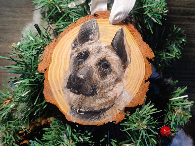 Large custom pet wood slice ornaments / painted pet ornament / painted wood slice pet / custom pet ornament / pet ornament painting image 8