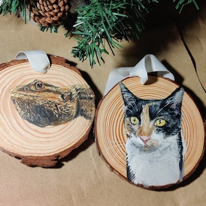 Large custom pet wood slice ornaments / painted pet ornament / painted wood slice pet / custom pet ornament / pet ornament painting image 4