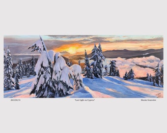Original painting, "Last light on Cypress" / Cypress Mountain painting/ Canadian fine art/ Howe sound sunset painting/ Vancouver painting