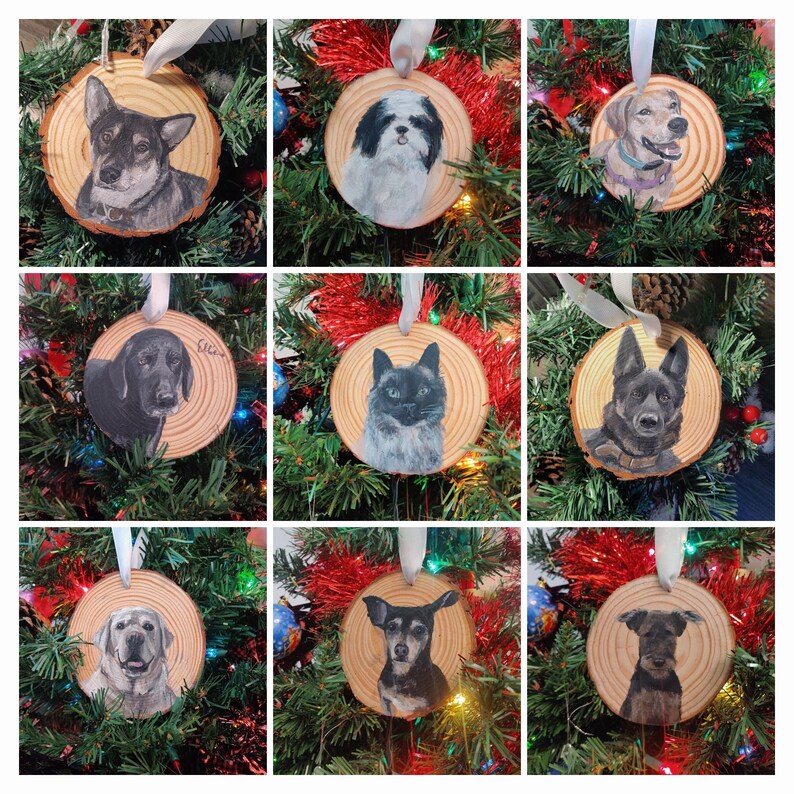 Large custom pet wood slice ornaments / painted pet ornament / painted wood slice pet / custom pet ornament / pet ornament painting image 9