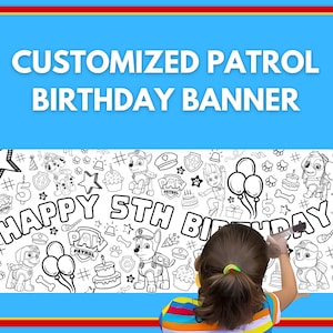 Happy 4th Puppy Themed Birthday Party Custom Table Runner - Customizable for Any Age!