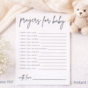 Prayers for Baby Printable Baby Shower Prayer Card Activity & Sentimental Keepsake for Guests to Share Blessings and Well-Wishes for Newborn