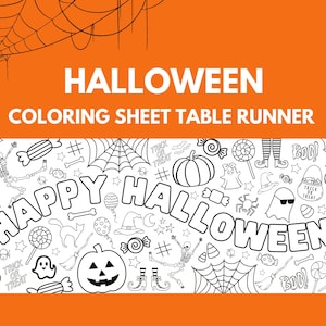 Halloween Coloring Tablecloth / Kids Activity Coloring Page / Party Banner 6.5 ft. by 2.5 ft.
